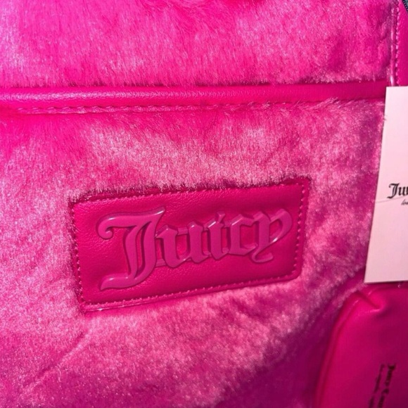 Juicy Couture Los Angeles NWT Juicy Hot Pink Faux Fur Weekend Travel Bag (P064) - Picture 5 of 12